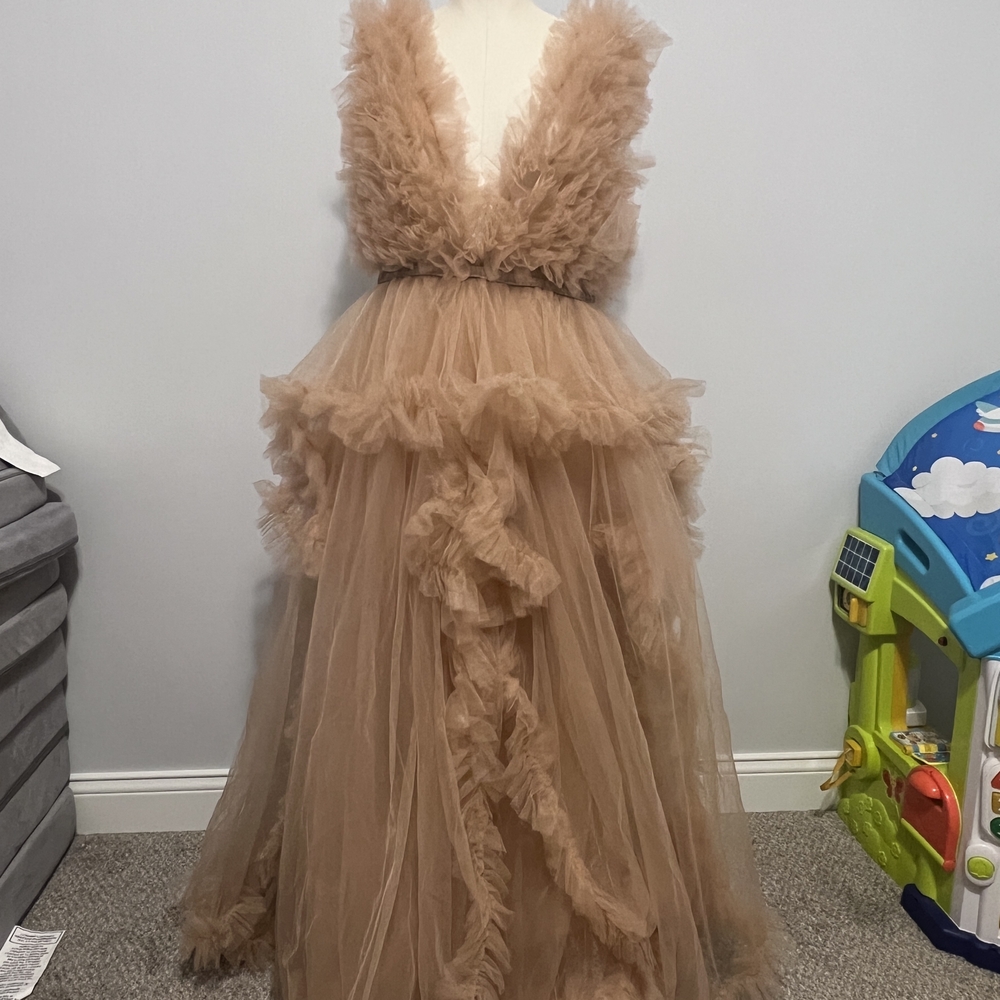 Ethereal Ruffled Tulle Gown - Blush Taupe